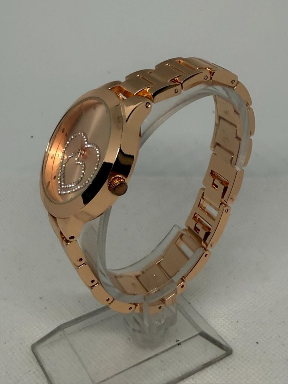 Jessica Simpson Women's 36mm Rose Gold Heart Pavé Crystal Quartz Watch w/ Box - Picture 4 of 11